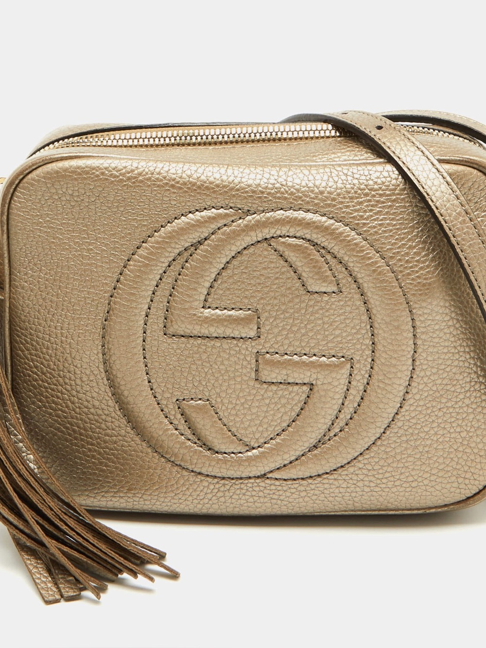 Gucci Metallic Gold Soho Disco in metallic gold -  Leather Crossbody Bag